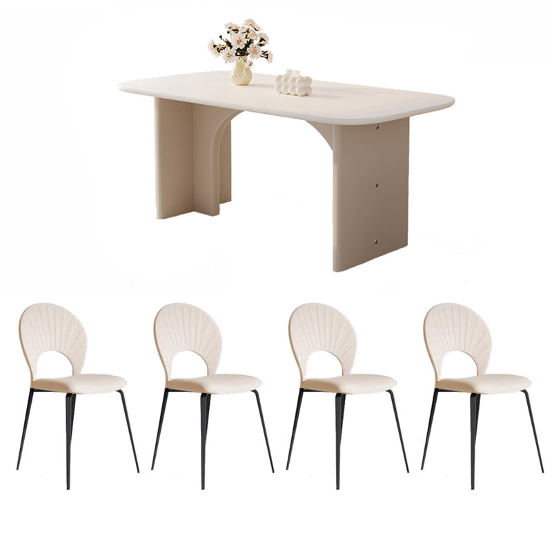 Combinaison table et chaises de style crème, H 29,9 po x L 55,1 po x l 31,4 po, Blanc