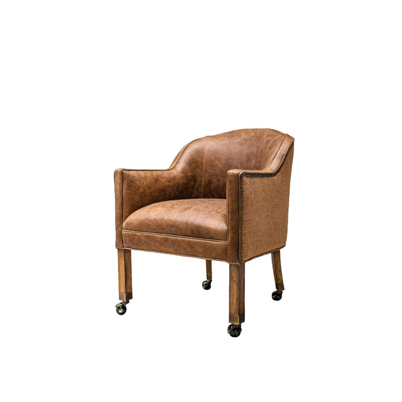 Leather Armchair, Natural, French Dark Chocolate, Hair Hide Brindle Light Exotic