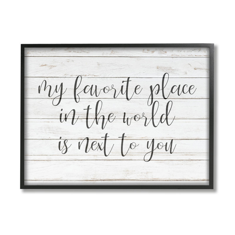 Favorite Place Is Side To You, phrase romantique par - impression, Giclée encadrée noir minuit, H 11 po x l 14 po