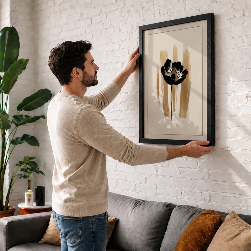 Minimalist Poppy Botanical - Framed Print, A3 - 42.0 x 29.7 cm, Unframed
