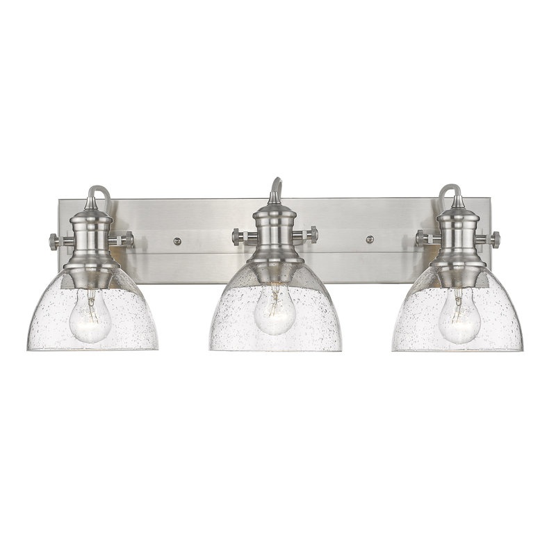 Bales 25.13'' W 3-Light Dimmable Vanity Light, Pewter, Seeded Glass
