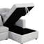 Lit spacieux en forme de U avec rangement pour méridienne, ports et revêtement en chenille tendance, chargeurs fonctionnels gris, housse en tissu,