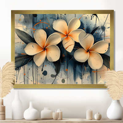 «Golden River of Aqua Plumeria Blossom III», art mural Plumeria