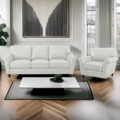 Made To Order Buxton 100% Top Grain Leather Sofa And Chair Set