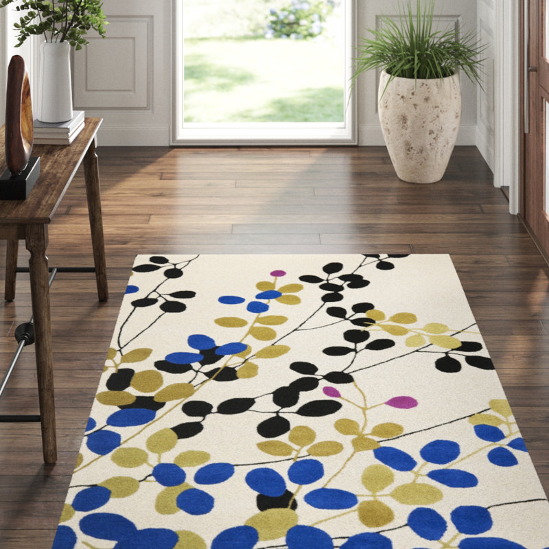 Candelo Hand Tufted Wool And Viscose Floral Rug, Rectangle 7'6" x 9'6"