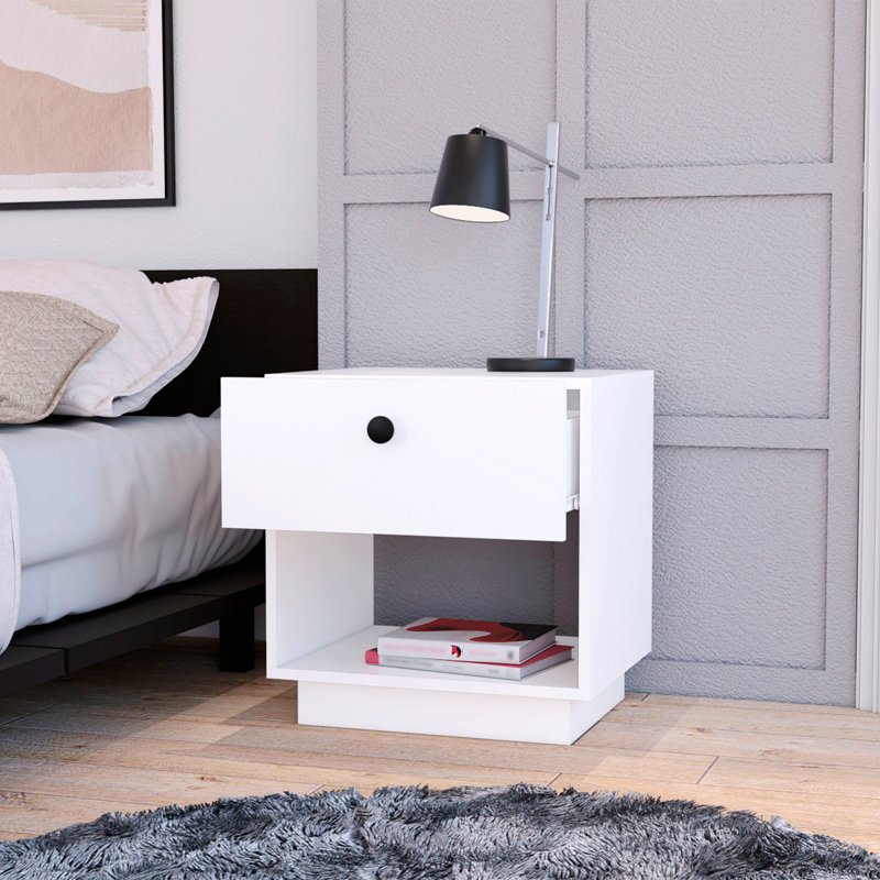Febo 18.50'' W Wood Nightstand, White