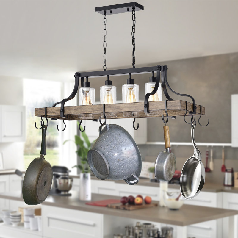 Luminaire suspendu linéaire pour îlot de cuisine 4 lumières Greig
