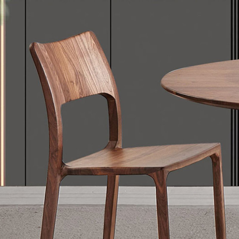 Simple Walnut Solid Wood Backrest Dining Chairs