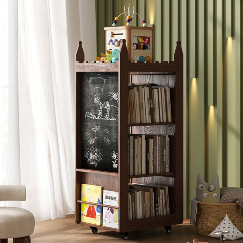 Bibliothèque rotative en bois massif, Brun