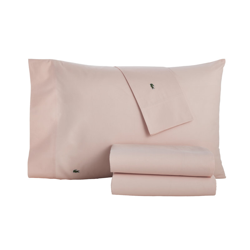 Ensemble de draps en percale de coton Lacoste Center Line, Rougir, Ensemble literie pour lit simple