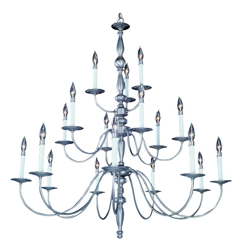 Lustre à 18 lumières de style bougie Goetz, Laiton poli