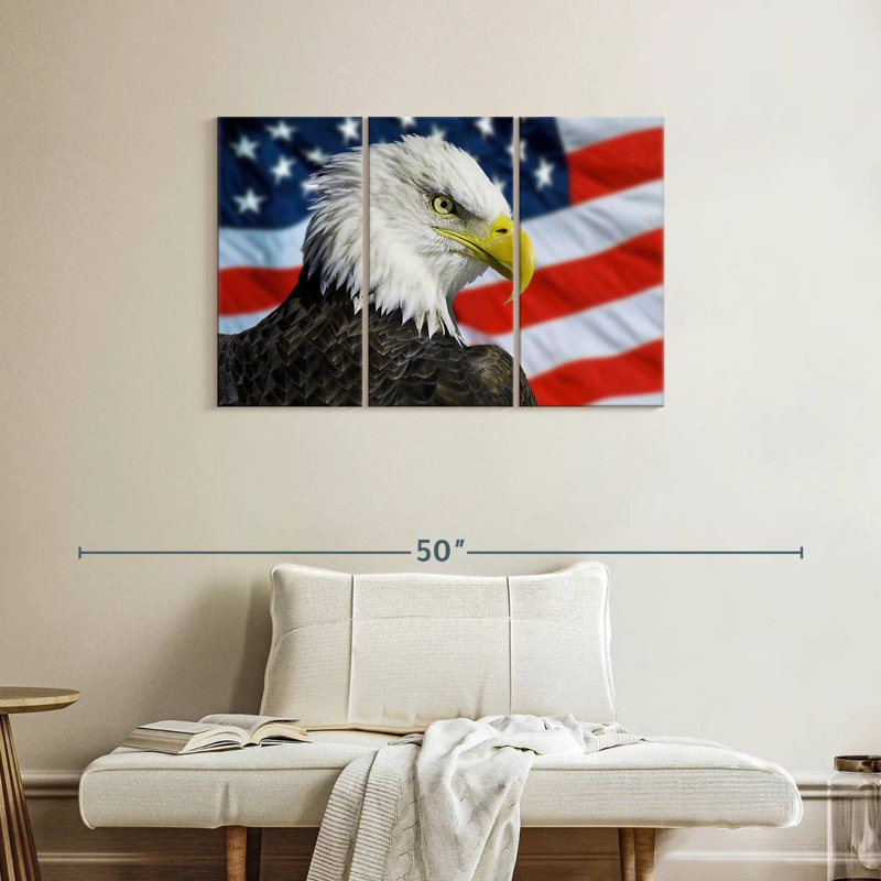 Brampt Patriotic Alaskan Bald Eagle, 24" H x 38" W