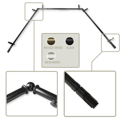 Steel Adjustable 78'' to 144'' 0.81'' Bay Window Single Curtain Rod