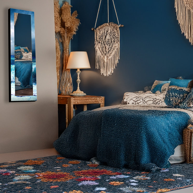 Élégant miroir décoratif avec cadre 100% bois de pin, 15,7 po x 47,2 po | Miroir en verre véritable (épaisseur: 0,2 pouce) | Peinture sur tissu élégante | Idéal pour le salon, la chambre à coucher et le vestibule
