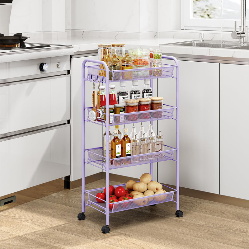 82.8cm H x 43.6cm W Utility Cart with Wheels, Purple