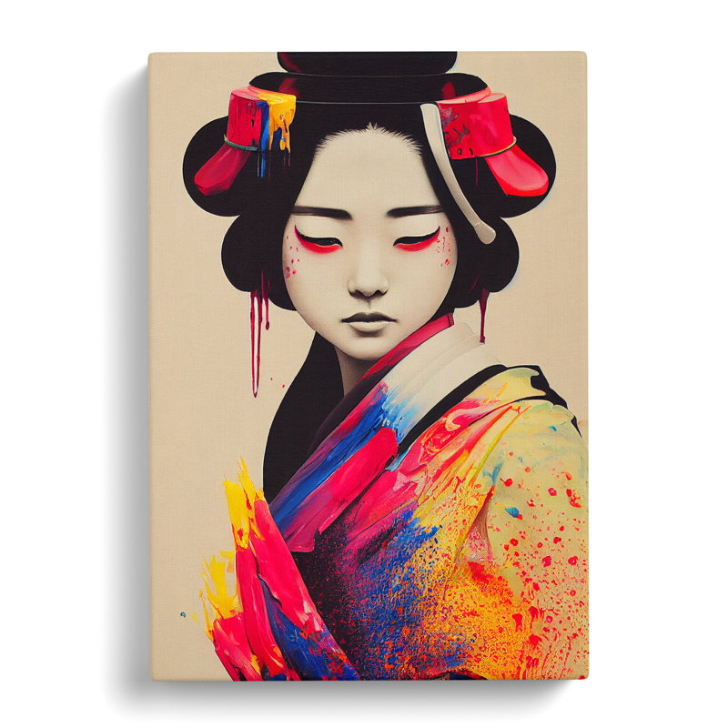 Splashed Geisha No.3 - Wrapped Canvas, 50cm H x 35cm W x 3cm D