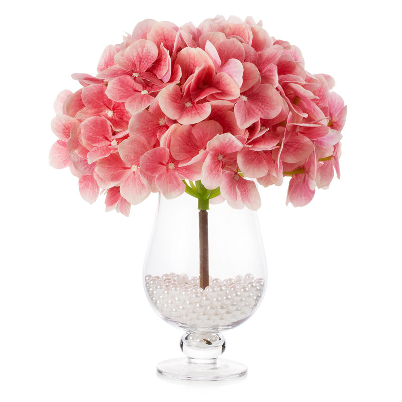 Arrangement d'hortensias dans un vase, Rose clair