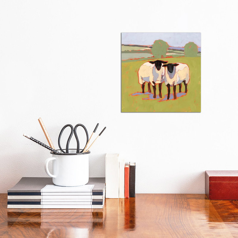 «Suffolk Sheep III» par Victoria Borges - peinture sur toile tendue, H 12 po x l 12 po x P 0,75 po