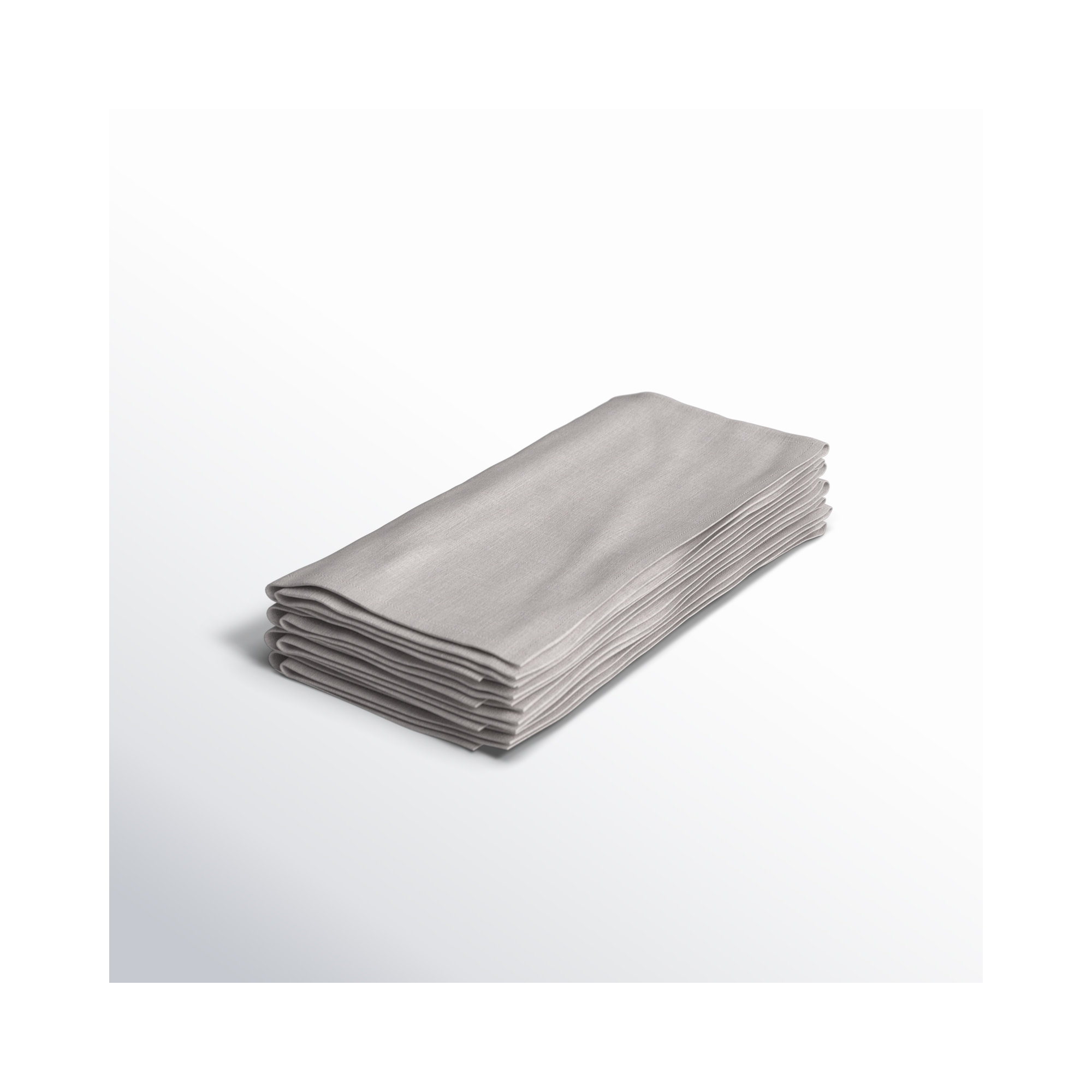 Alvia 100% Stone Washed Linen Napkins, 20" x 20", Light Gray