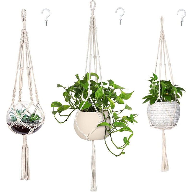 Ensemble de 3 pots à fleurs suspendus pour plante d'intérieur