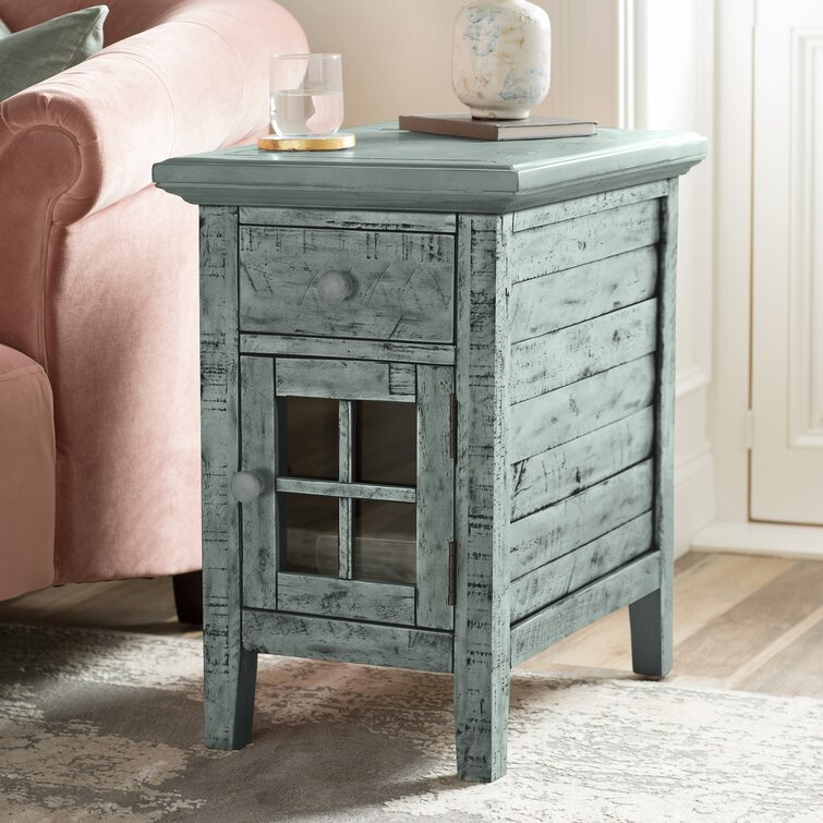 Beth Solid Wood End Table with Storage and Built-In Outlets