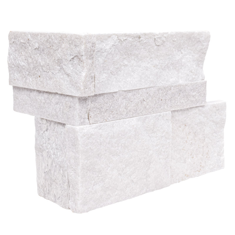 Stonecrest 9 in. x 18 in. Split Face Natural Stone Ledger Corner Wall Tile, Auric White