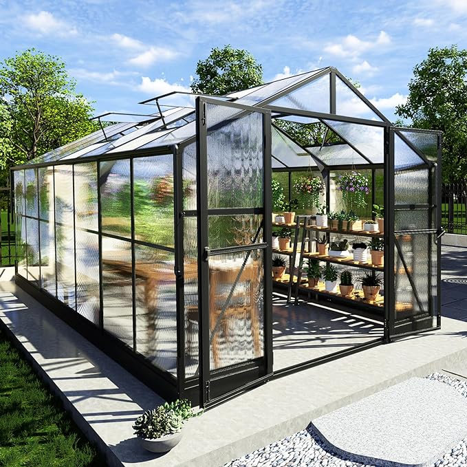  Heavy-duty Polycarbonate Greenhouse, 83" H x 96" W x 168" D