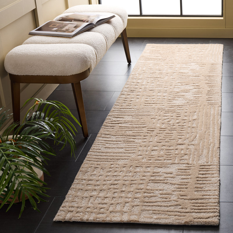 Ebony 775 Hand Tufted Wool/Cotton Abstract Rug in Beige/Ivory, Runner 2'3" x 8'
