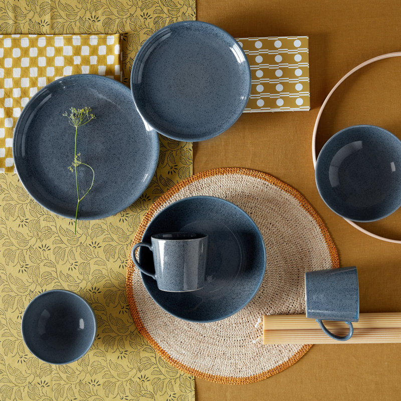Dark Grey Speckle 12 pc Bowl Set