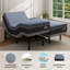 Lit massant zéro gravité réglable avec matelas en mousse à mémoire de forme infusé de gel de cuivre de 30 cm, ports USB et télécommande sans fil