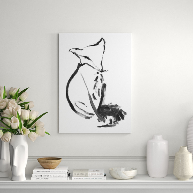 Leaning Fox I Print by Fern Cassidy, 33" H x 24" W x 1.5" D, Image Brush Gel