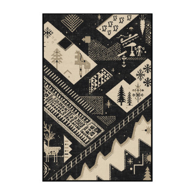 Soft Plush Eilerman Bohemian Geometric Area Rug in Gray – Black Binding