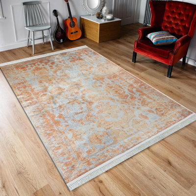 Tapis oriental gris tissé à la machine Sia