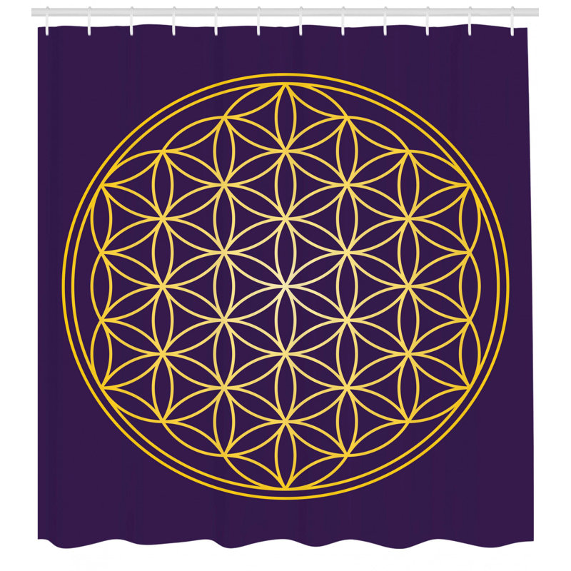Geometric Shower Curtain with Hooks Included, 75" H x 69" W