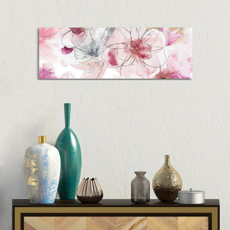 Pretty In Pink III by Asia Jensen - Wrapped Canvas Panoramic Painting, 30.48 cm H x 91.44 cm W x 3.175 cm D