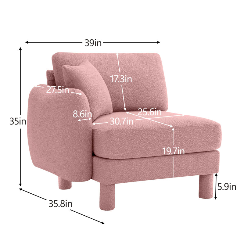 Lucas LSF Sofa W/Pillow Polyester-Pink, Pink