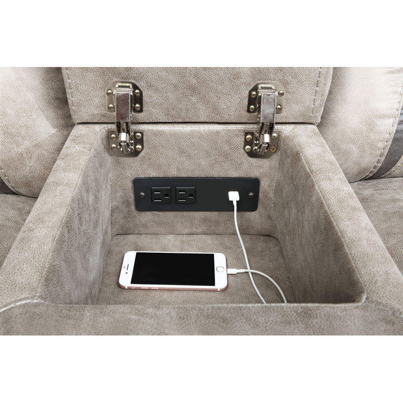 Juwan Upholstered Motion Reclining Loveseat Taupe, Taupe Faux leather