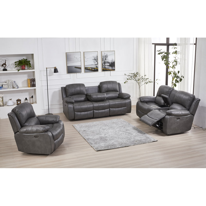 Ensemble de salon inclinable 3 pièces Palfrey, Gris