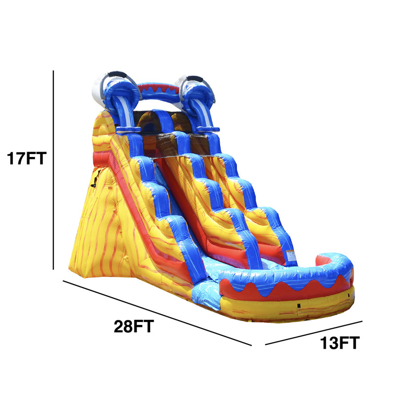 Glissade d'eau de qualité commerciale avec piscine JumpOrange Splash 17 pi avec ventilateur