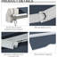 Auvent rétractable 12 pi x 10 pi. Pare-soleil avec fonctionnement manuel. Et eau - tissu. Cadre en aluminium pour terrasse, balcon, cour. Balcon gris de 10 pi - manivelle, cour, charbon
