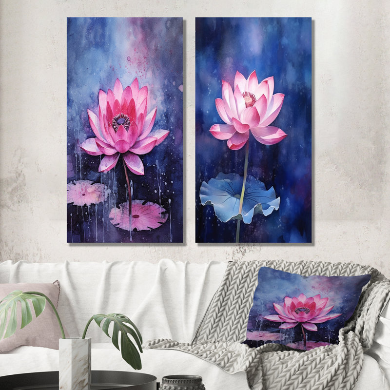 Ensemble de 2 décorations murales Magic Lotus Fantasy Lillypad - lotus en métal, H 28 po x l 24 po