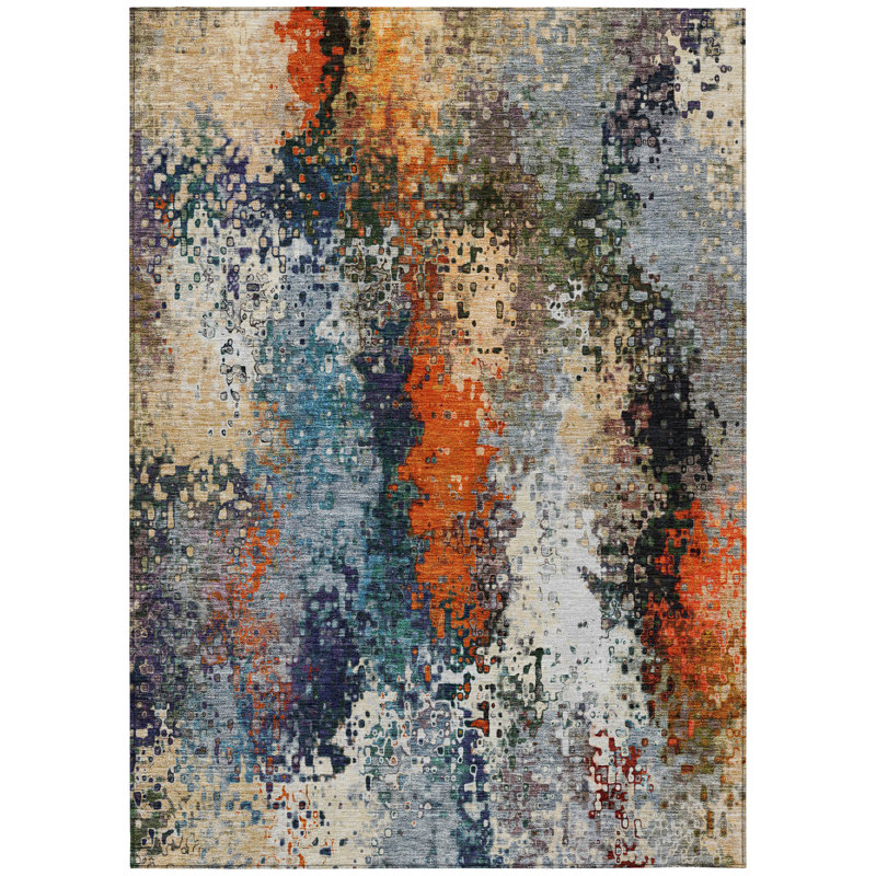 Machine Washable Indoor/Outdoor Boruta ACN2242 Abstract Rug, Rectangle 3' x 5'