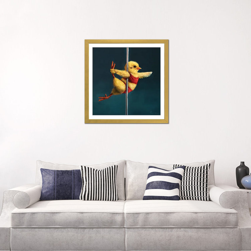Pole Chick Rocket Woman_1PFA, Gold Framed
