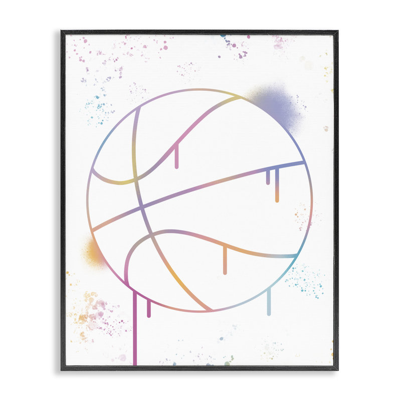 Estampe numérique Graffiti Basketball Drip, design par Marcus Prime, H 20 po x l 16 po, Giclée encadrée noir minuit