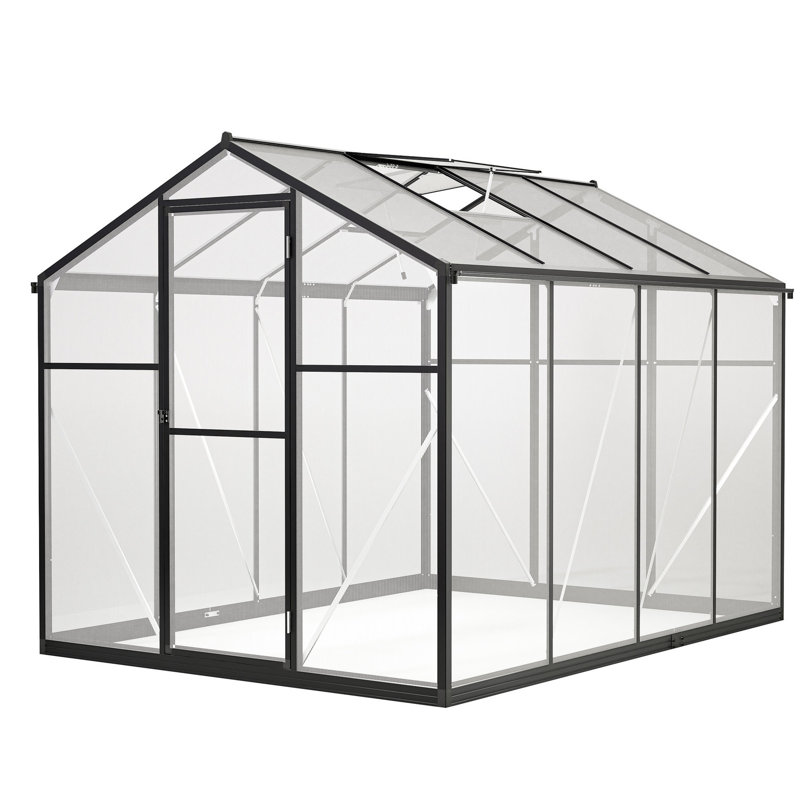 Serre de plain-pied avec contrôle de la température - et construction pratique en polycarbonate de 6 pi x 8 pi