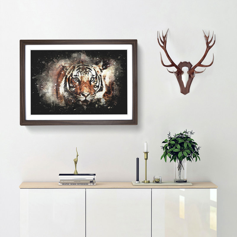 Tiger - Framed Print, Walnut Framed, 33cm H x 45cm W x 2cm D