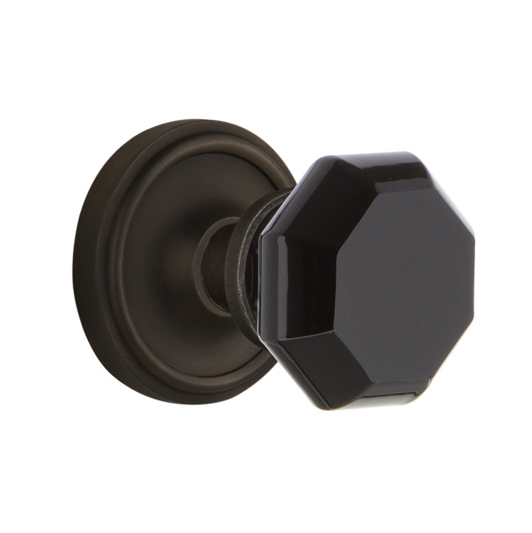 Rosette classique avec bouton de porte Waldorf noir, Bronze frotté à l'huile, 2 3/8 po