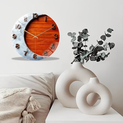 Horloge murale 12 po ronde en verre trempé avec mouvement à quartz silencieux