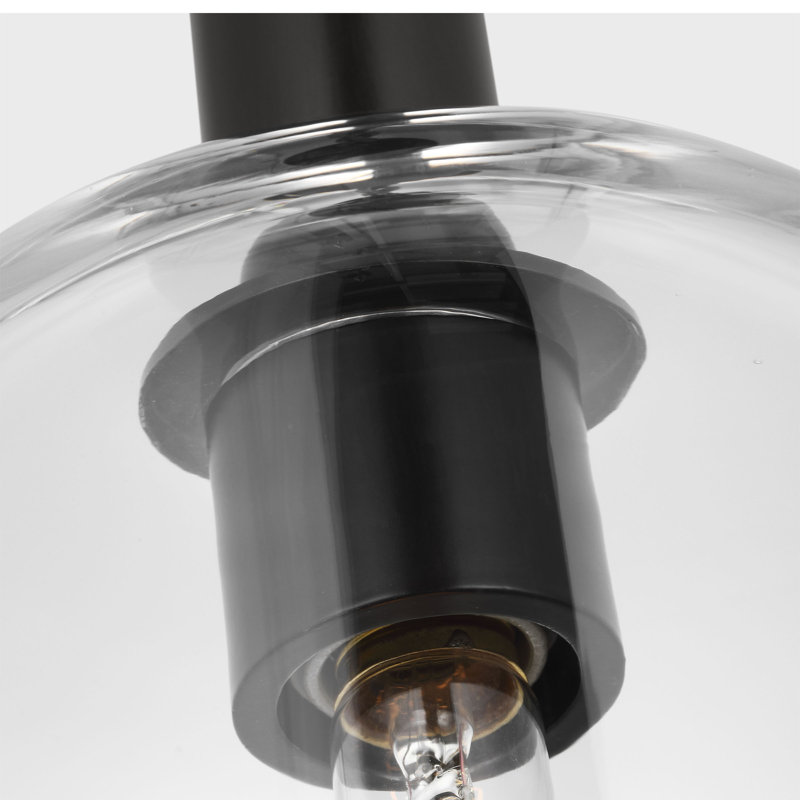 Luminaire suspendu pour la cuisine avec abat-jour transparent Thom Filicia Hartley, Fer vieilli