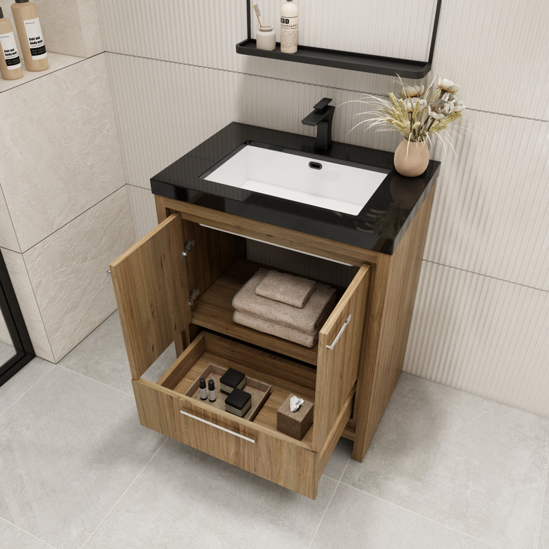 Ensemble de meuble-lavabo simple 30 po Enochville, Chêne naturel